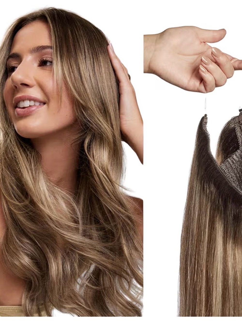 Luxy Halo Hair Extensions Dimensional Rooted Light Bronde 16”